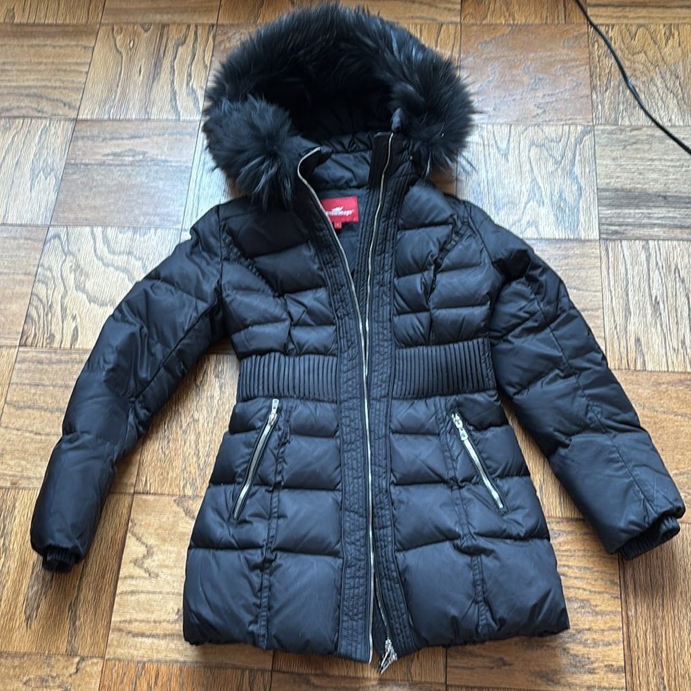Black puffer, jacket, size medium